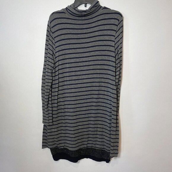 Bailey 44 Womens Long Sleeve Striped Overlay Sweater Dress Black XL Turtleneck - Picture 2 of 7